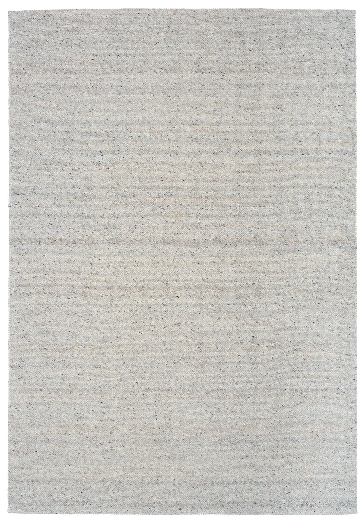Light grey flatweave area rug with subtle speckling on a neutral ground
