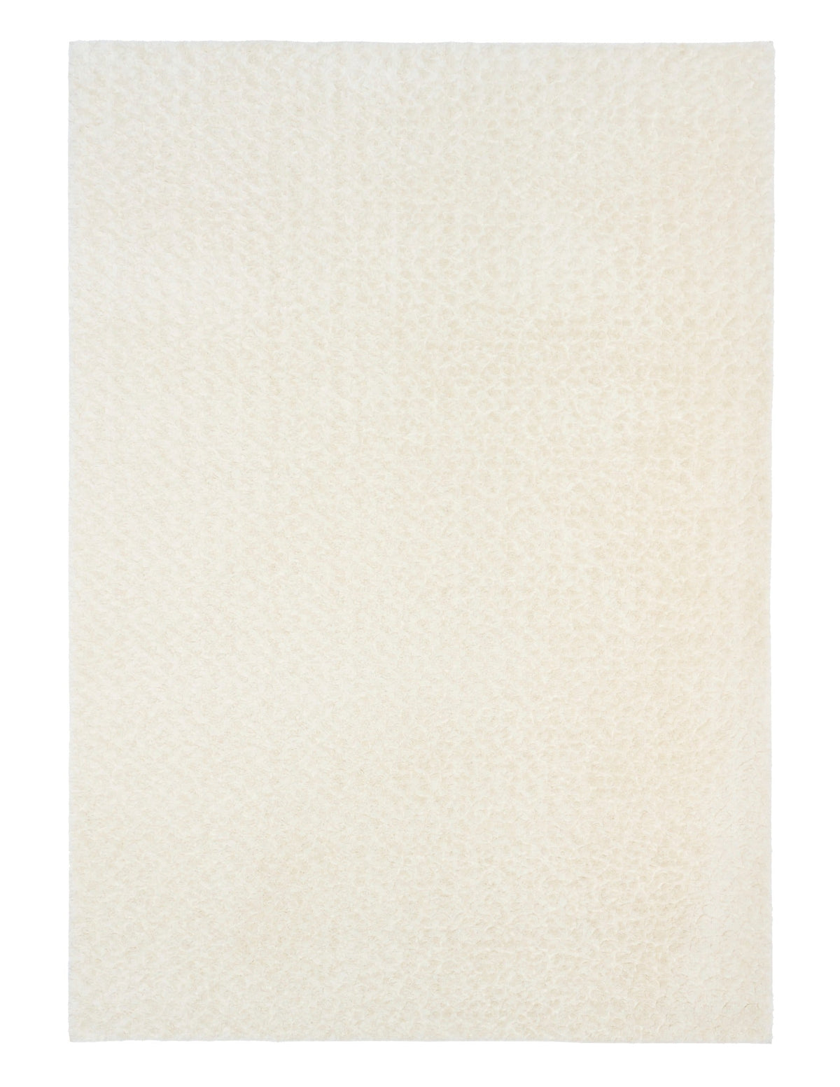 Cream sherpa rug with dense textured pile, flat square view