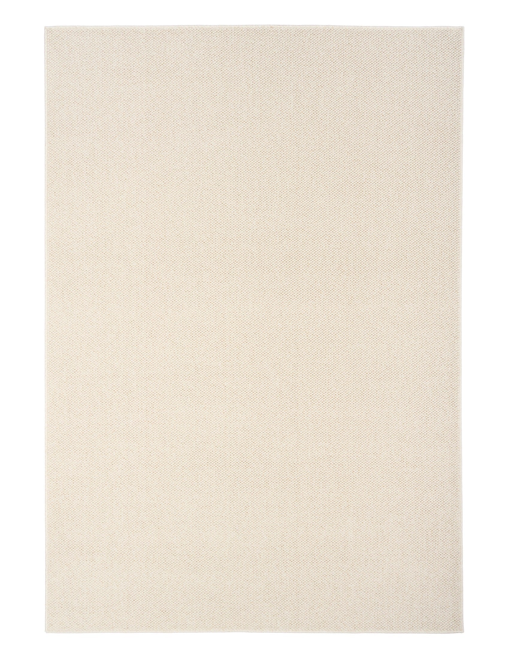 Cream fabric rug swatch with flat, subtle woven texture