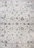 VICTORIA OPAL floral area rug, light gray with blue-gray medallions and border. | Victoria 4152 Opal Vintage Traditional Living Room Rug - Rugs Point Australia