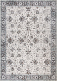 Keshan-style area rug with ornate floral and geometric medallion pattern, light gray | Victoria Rug 530 Keshan Vintage Traditional Polypropylene Area Rug - Rugs Point Australia