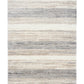 Rectangular bone grey striped area rug with subtle speckled texture