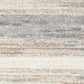 Bone grey striped area rug with light and dark horizontal linear pattern