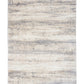 Grey and cream abstract area rug, rectangular with flat low-pile pattern detail