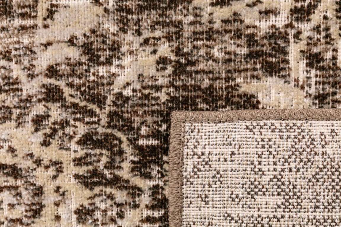Rug border and pile texture in ash grey with off-white speckled distressed pattern