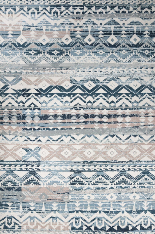 Zoe Printed modern medium Rug Navy.