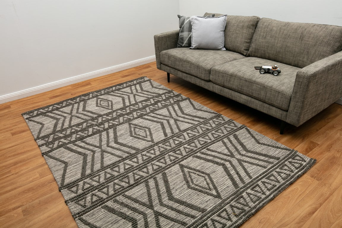 Anita  modern wool floor Rug Charcoal 10205.
