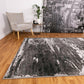 Modern area rug with gray and white distressed abstract pattern, flat weave