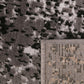 Rug corner with textured border and speckled gray, black, and white surface.