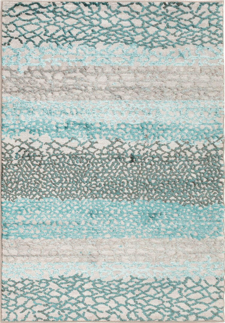 Grey and blue area rug, sleek design for contemporary room settings