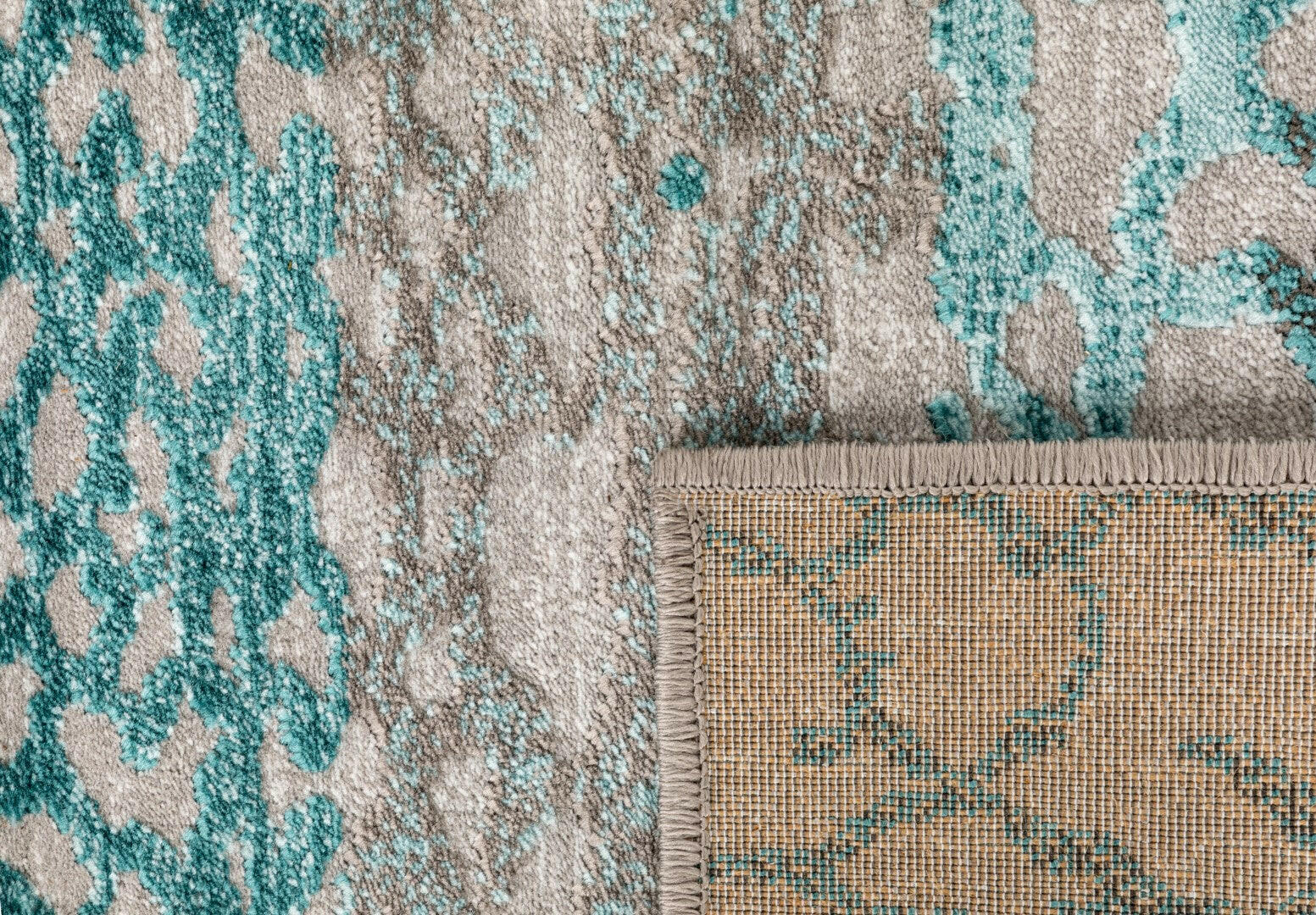 Grey and blue area rug, sleek design for contemporary room settings
