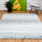 Grey and blue area rug, sleek design for contemporary room settings