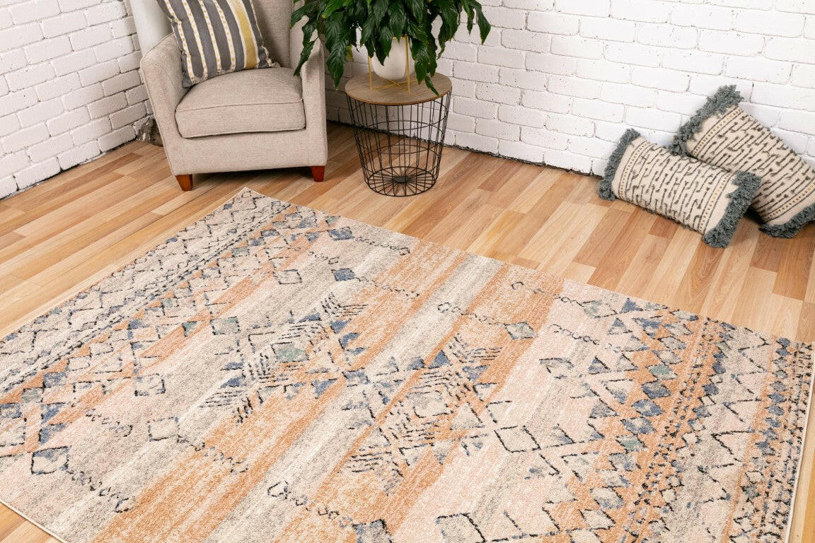 Cozy Contemporary Rug 5425 Rust Dark Beige.