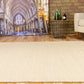 Cream wool rug with textured looped weave, rectangular rug on wood floor