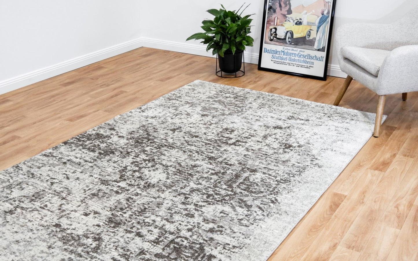 Cream area rug with dark abstract speckled pattern and short pile | Kali Luxury Rug Cream 8021 Modern Abstract Floor Rug - Rugs Point Australia