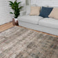 Abstract multicolor area rug with muted tones, low pile on a wood floor | Zarita Rug 561 GC3 Modern Polypropylene Area Rug - Rugs Point Australia